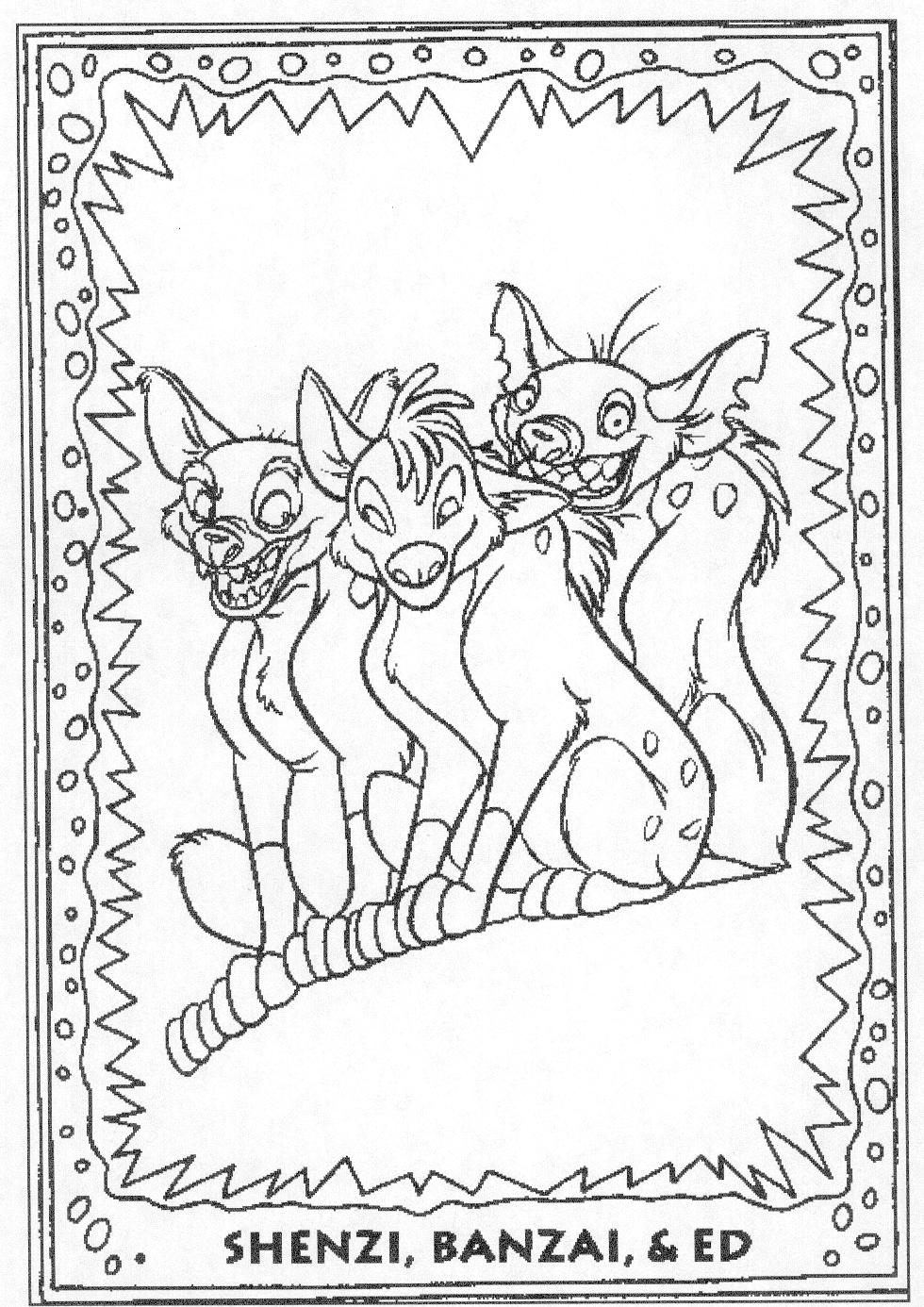 980x1386 Shenzi, Banzai And Ed Free Coloring Page Animals, Disney, Kids