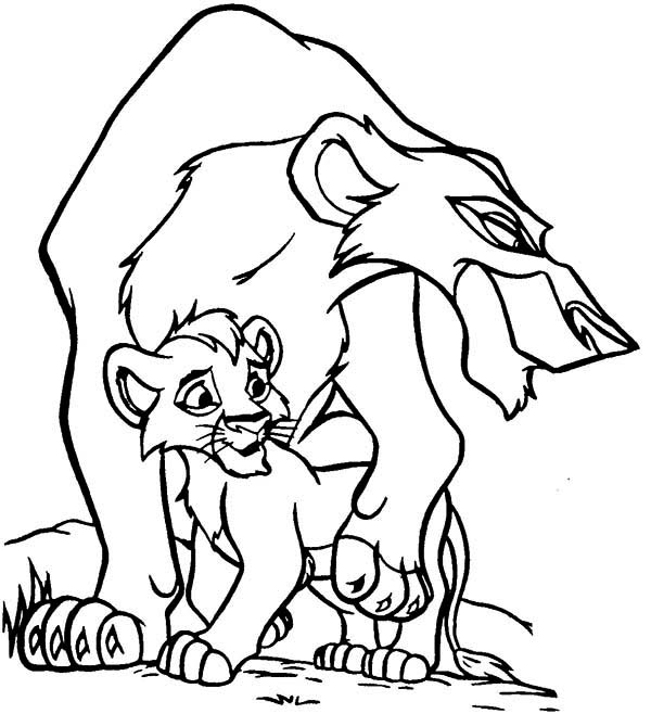 Scar And His Son The Lion King Coloring Page 600x658 Scar And His Son The Lion King Coloring Page