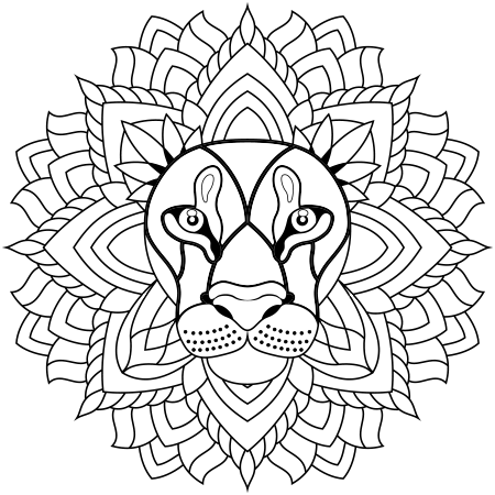 Dessin Mandala Lion A Colorier Coloring Pages 450x450 Dessin Mandala Lion A Colorier Coloring Pages