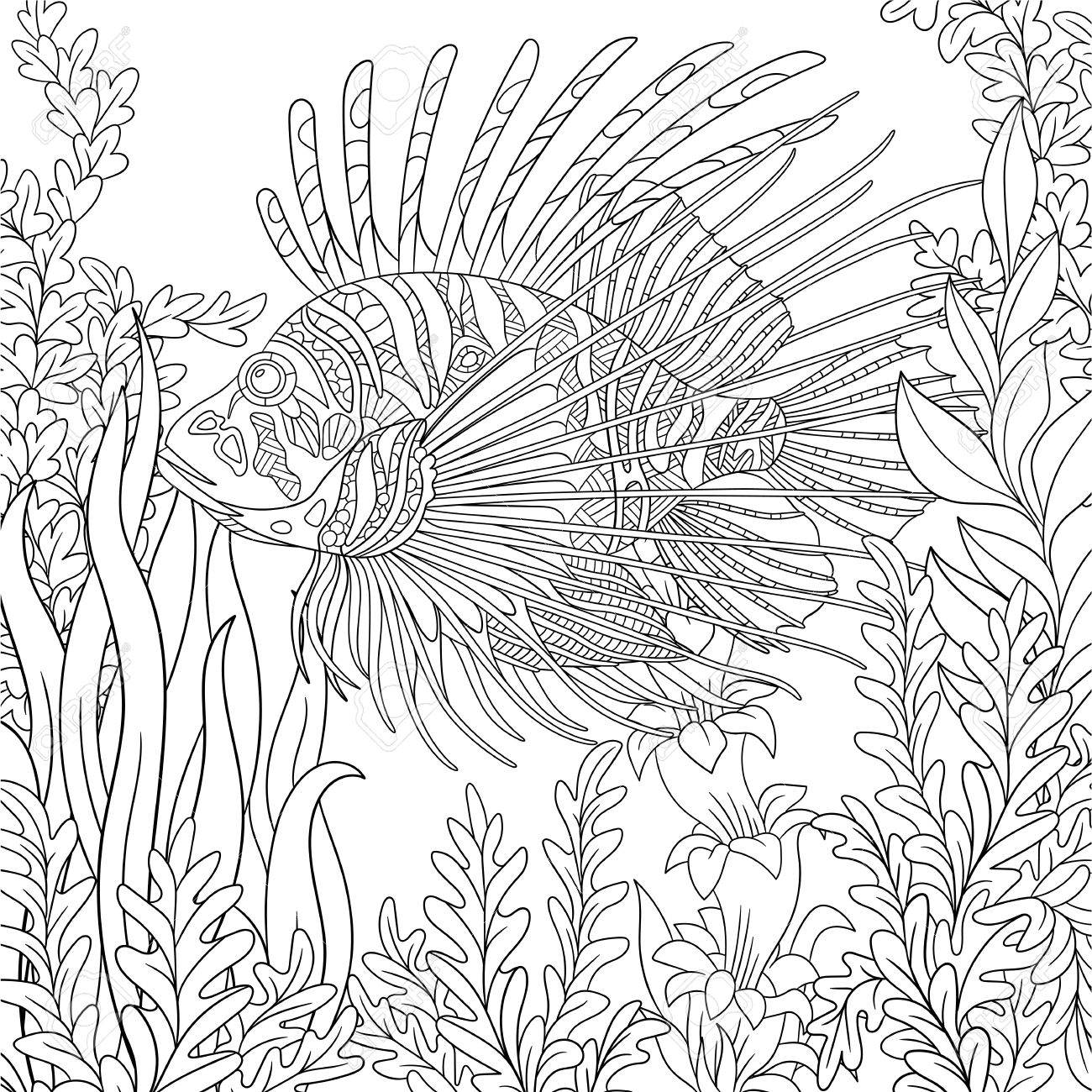 1300x1300 Awesome Lionfish Page To Color Design Printable Coloring Sheet