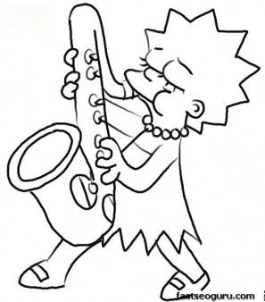 297x338 Printable Cartoon Lisa Simpson Coloring Page