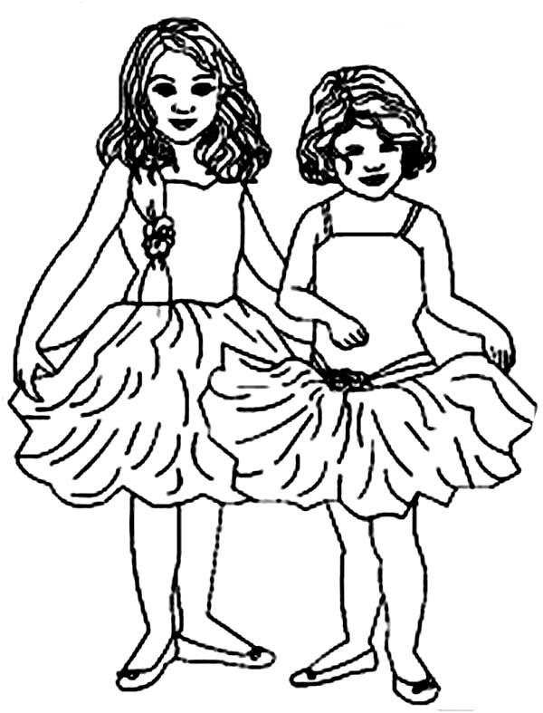 600x787 Two Little Ballerina Coloring Page Color Luna