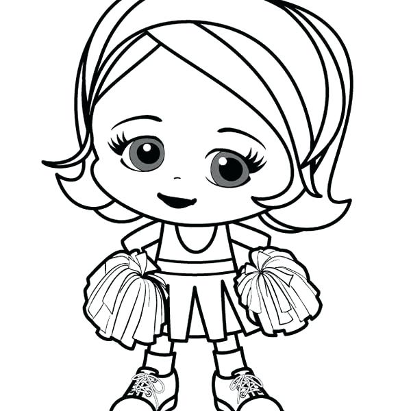 600x600 Little Girl Coloring Page