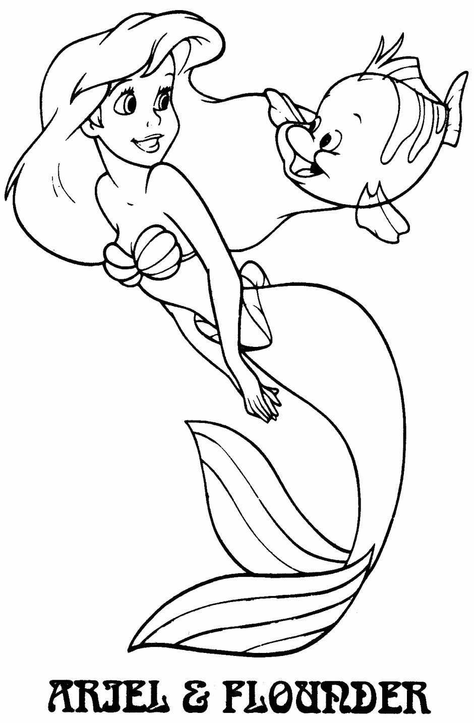 940x1434 Little Mermaid And Flounder Coloring Pages Ariel Depetta 2018