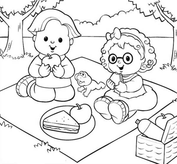 Little People Picnic With Friend Coloring Pages Batch Coloring 600x555 Little People Picnic With Friend Coloring Pages Batch Coloring
