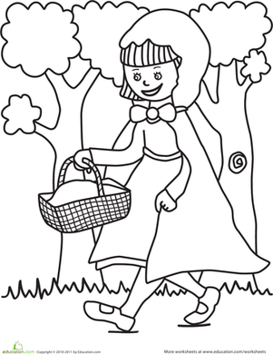 301x390 Color The Little Red Riding Hood Scene Worksheet