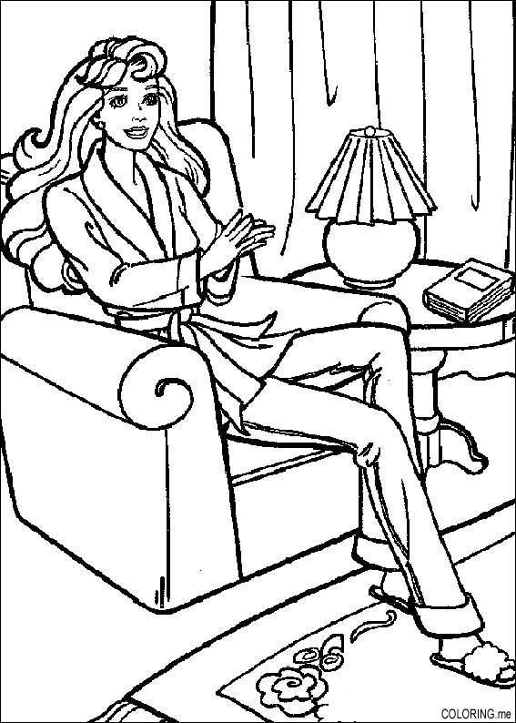 567x794 Coloring Page Barbie In The Living Room