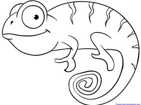 282x211 Chameleon Clipart Coloring Page