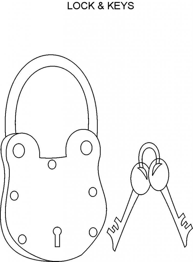 755x1024 Lock And Key Coloring Page