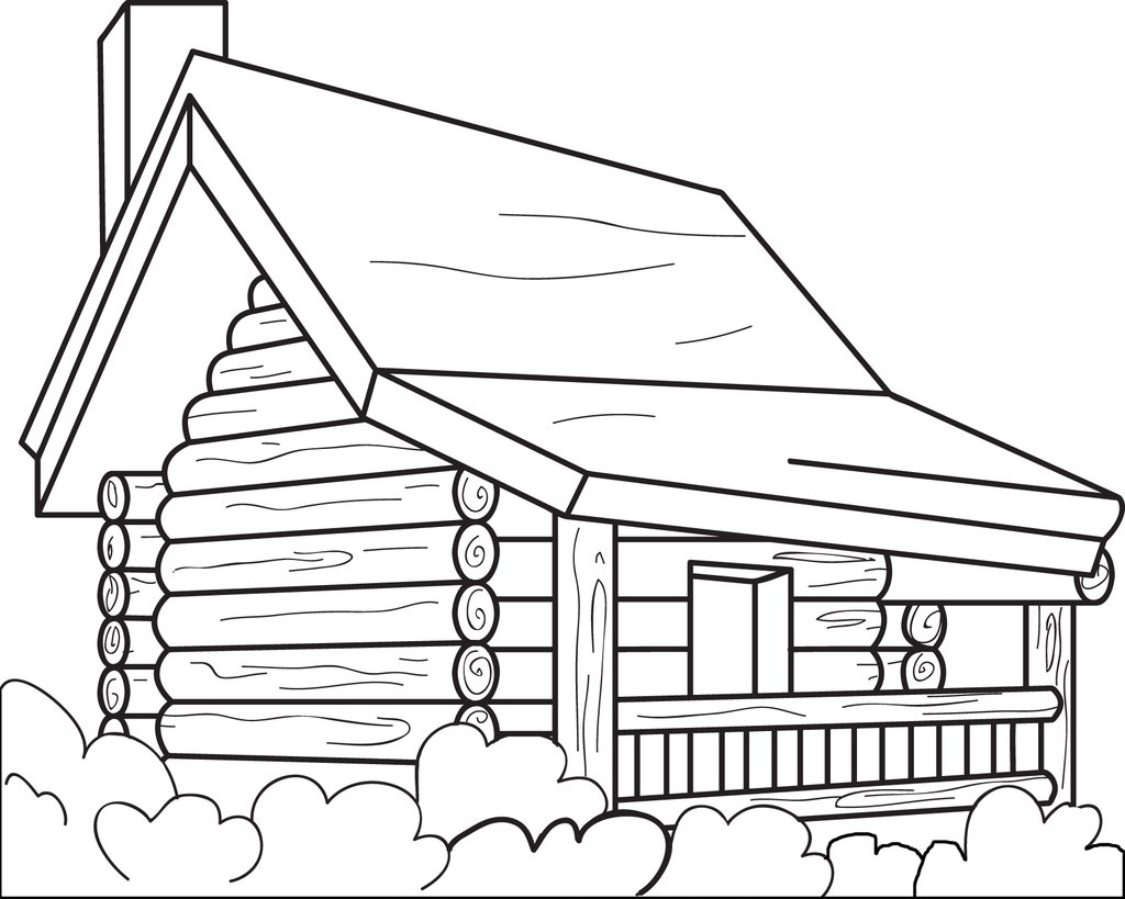 1024x819 Free Printable Log Cabin Coloring Page For Kids Supplyme