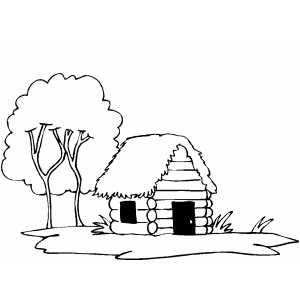 300x300 Log Cabin Coloring Page