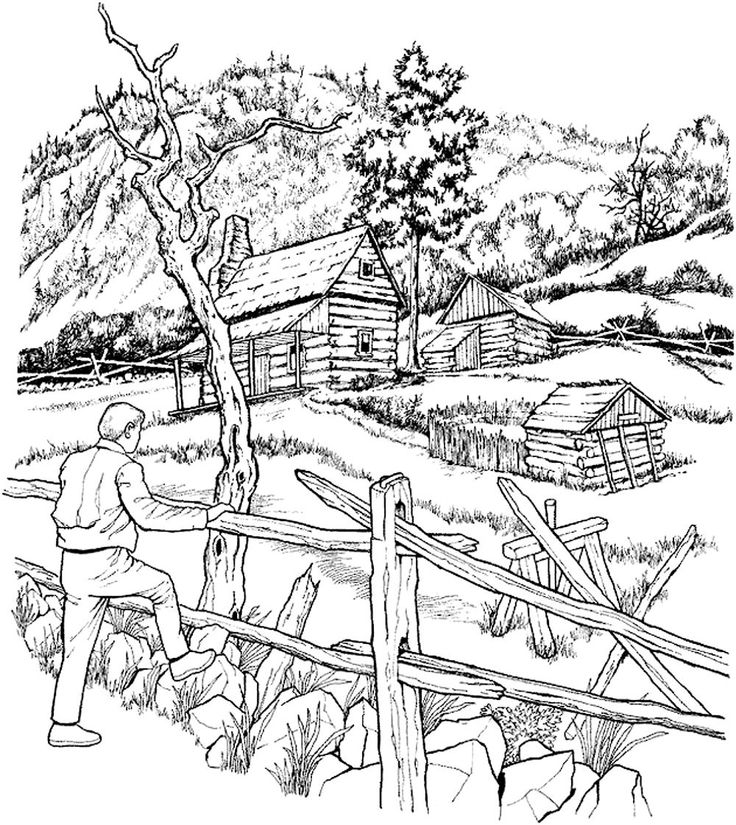Log Cabin Coloring Pages 736x825 Log Cabin Coloring Pages
