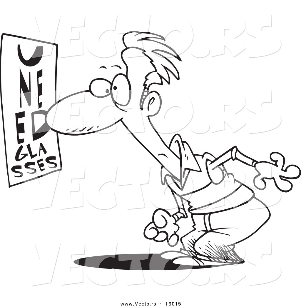 1024x1044 Vector Of A Cartoon Man Trying To Read An Eye Chart