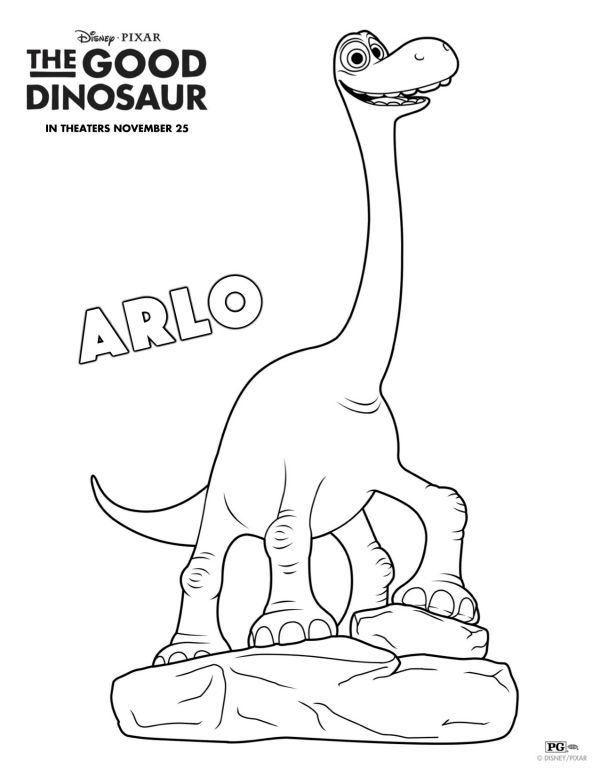 600x776 Free Disney The Good Dinosaur Arlo Coloring Page Colouring