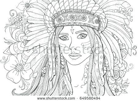 450x332 Indian Girl Coloring Page Coloring Page Color Page Longhouse