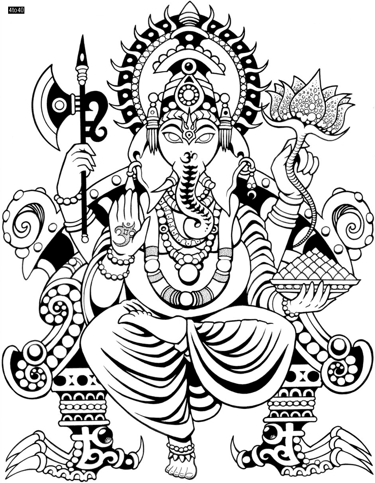 738x950 Lord Ganesha Coloring Page