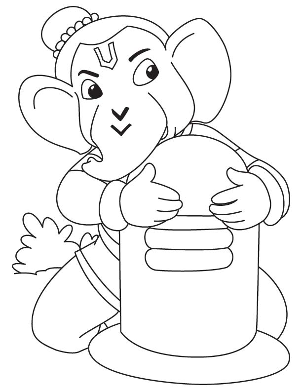 612x792 Simple Ganesha Coloring Kids Drawing For Lord With Shivling