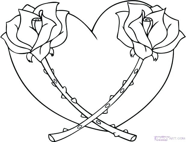 Heart Coloring Pages Printable Roses And Hearts Coloring Pages 618x473 Heart Coloring Pages Printable Roses And Hearts Coloring Pages