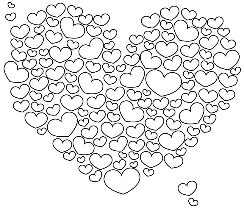 820x702 Love Heart Colouring Pages Colorings' World