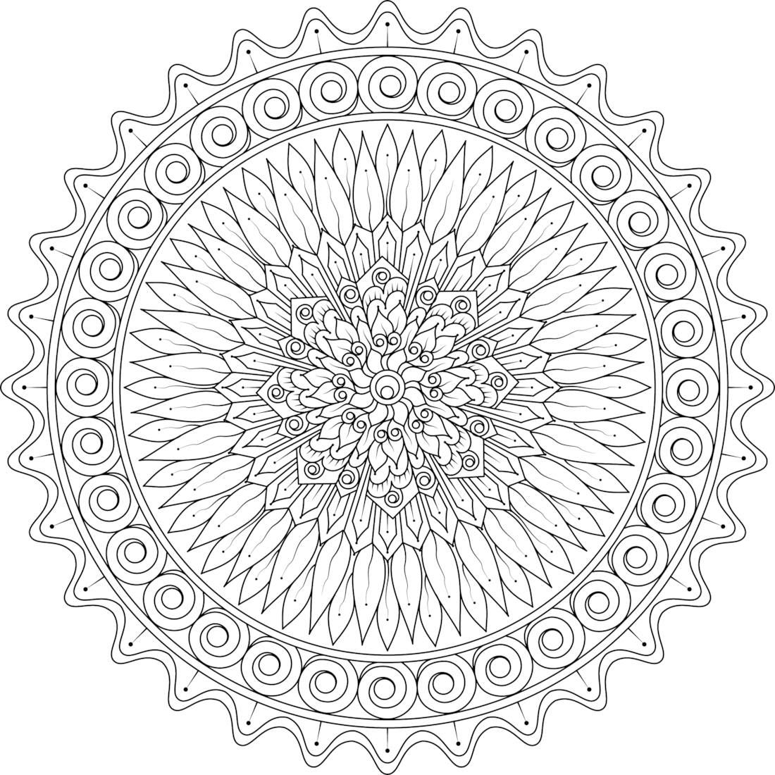 Kindled Love Mandala Coloring Page By Varda K. 1100x1100 Kindled Love Mandala Coloring Page By Varda K.