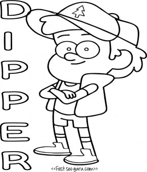 Printable Gravity Falls Dipper Pines Coloring Pages For Kids 289x338 Printable Gravity Falls Dipper Pines Coloring Pages For Kids