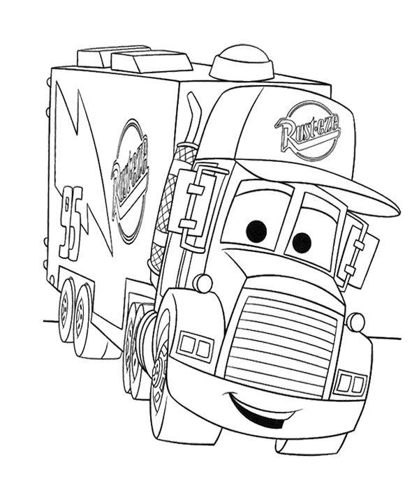 600x712 Disney Cars Mack Coloring Pages Colouring In Sweet Page For Kids