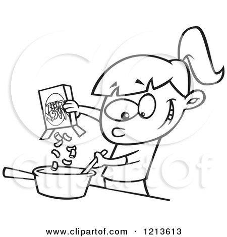 450x470 Cartoon Of A Black And White Girl Making Macaroni And Cheese