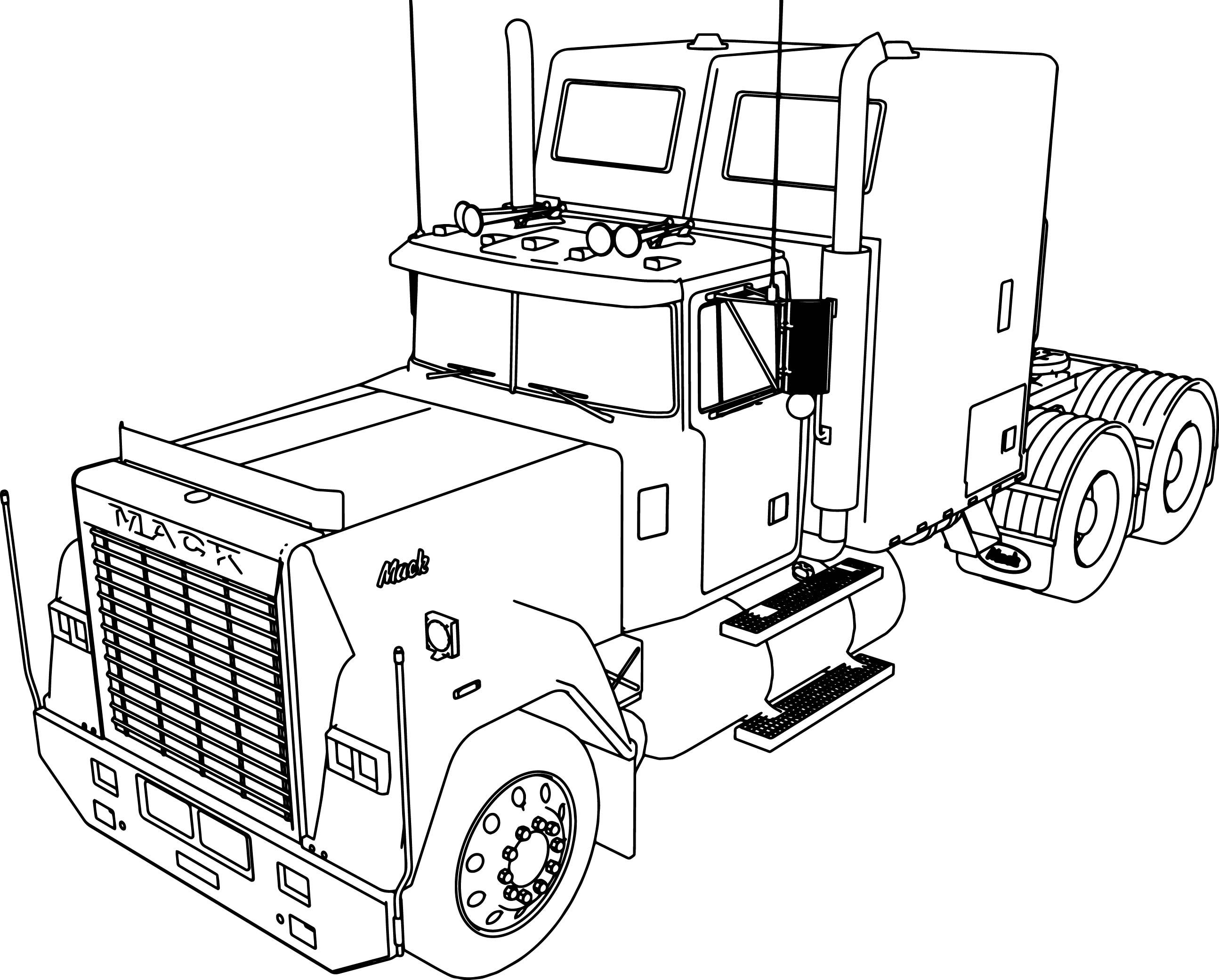 2589x2082 Mack Superliner Long Trailer Truck Coloring Page