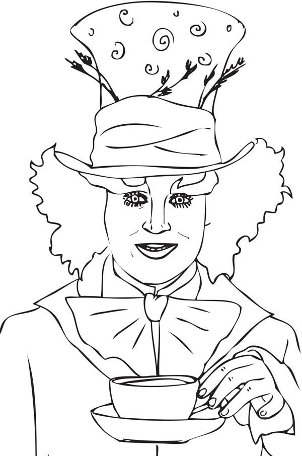 600x906 Johnny Deep Mad Hatter Coloring Page Color Luna Sheets 30683