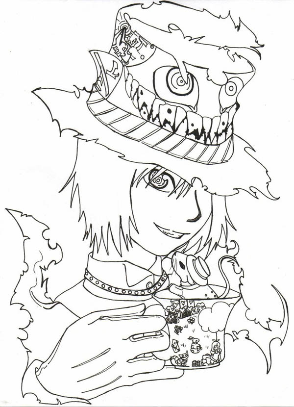 600x830 Manga Drawing Mad Hatter Coloring Page Color Luna