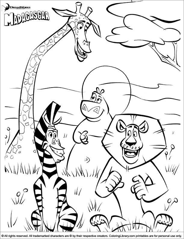 Madagascar Coloring Picture 612x792 Madagascar Coloring Picture