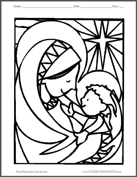 476x613 Madonna And Child Coloring Page Student Handouts