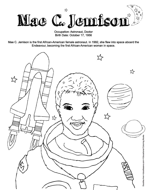 Mae Jemison Coloring Page at GetColorings.com | Free printable