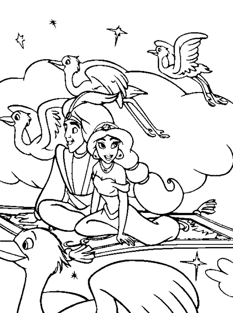 Aladdin Magic Carpet Coloring Page Sketch Coloring Page