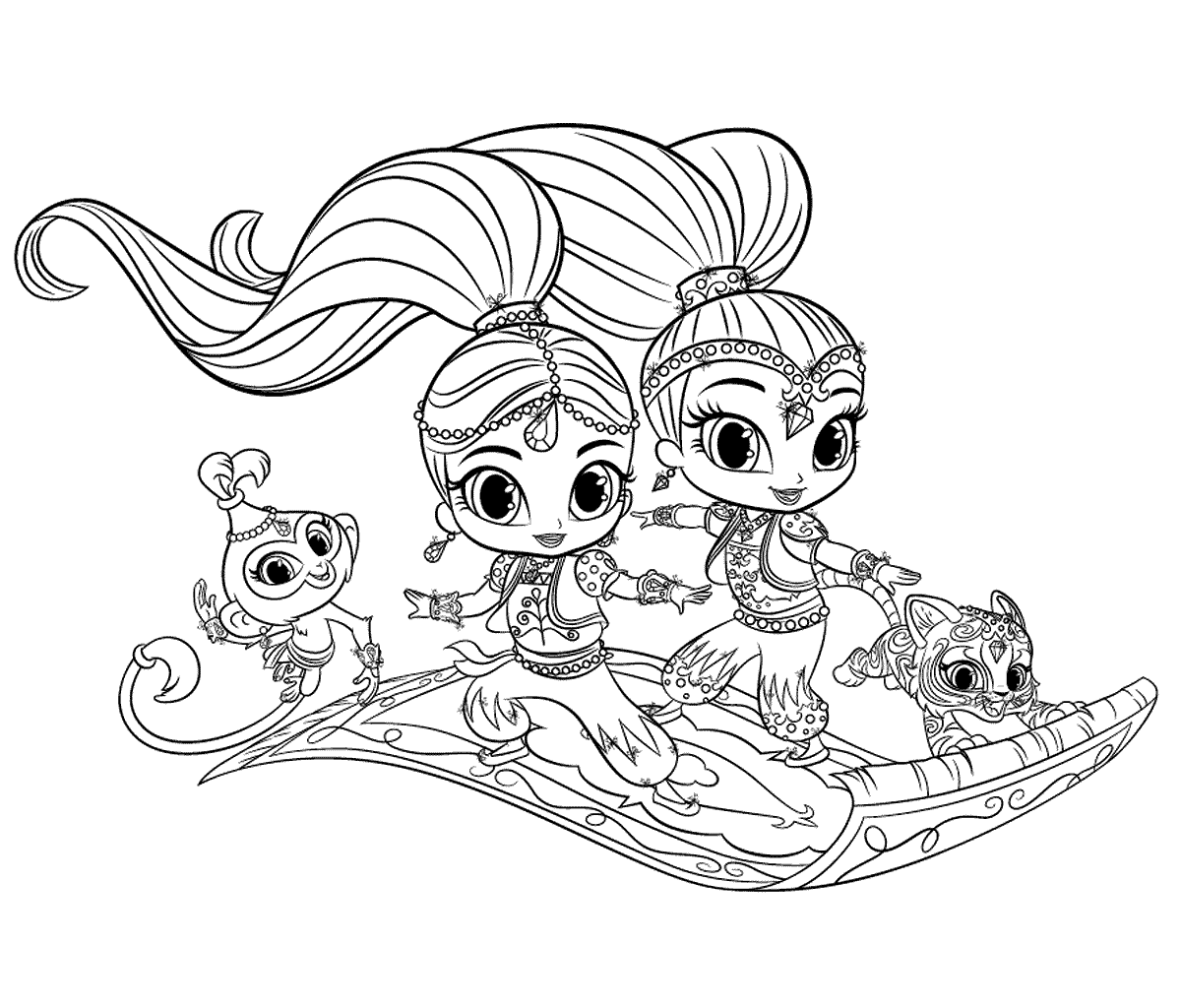 Shimmer And Shine On Magic Carpet Coloring Pages 1200x1024 Shimmer And Shine On Magic Carpet Coloring Pages