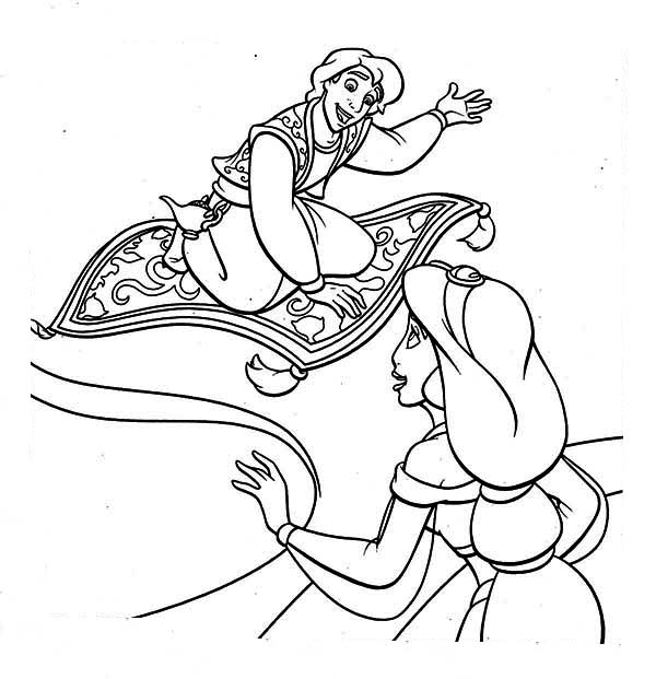 Aladdin Show Jasmine His Magic Carpet Coloring Page 600x621 Aladdin Show Jasmine His Magic Carpet Coloring Page