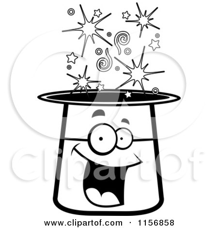 Cartoon Clipart Of A Black And White Happy Smiling Magic Hat 450x470 Cartoon Clipart Of A Black And White Happy Smiling Magic Hat