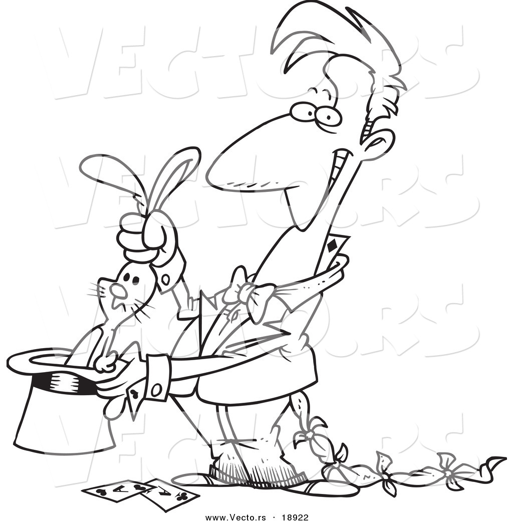 Vector Of A Cartoon Magician With A Rabbit In A Hat 1024x1044 Vector Of A Cartoon Magician With A Rabbit In A Hat