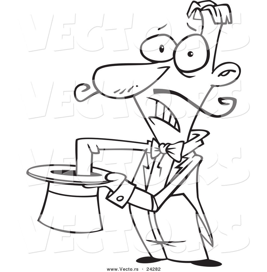 Vector Of A Cartoon Nervous Bad Magician Reaching Into A Hat 1024x1044 Vector Of A Cartoon Nervous Bad Magician Reaching Into A Hat