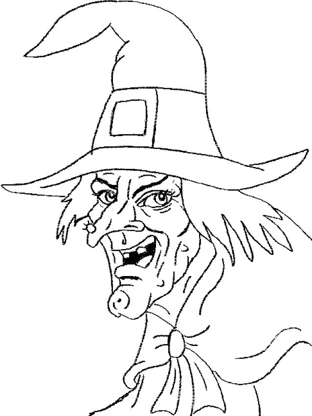 Witch Source Magic Broomstick Scary Head Coloring Page Holiday 638x850 Witch Source Magic Broomstick Scary Head Coloring Page Holiday