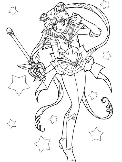 500x663 Sailor Moon Carries A Magic Wand Coloring Pages Kids Coloring