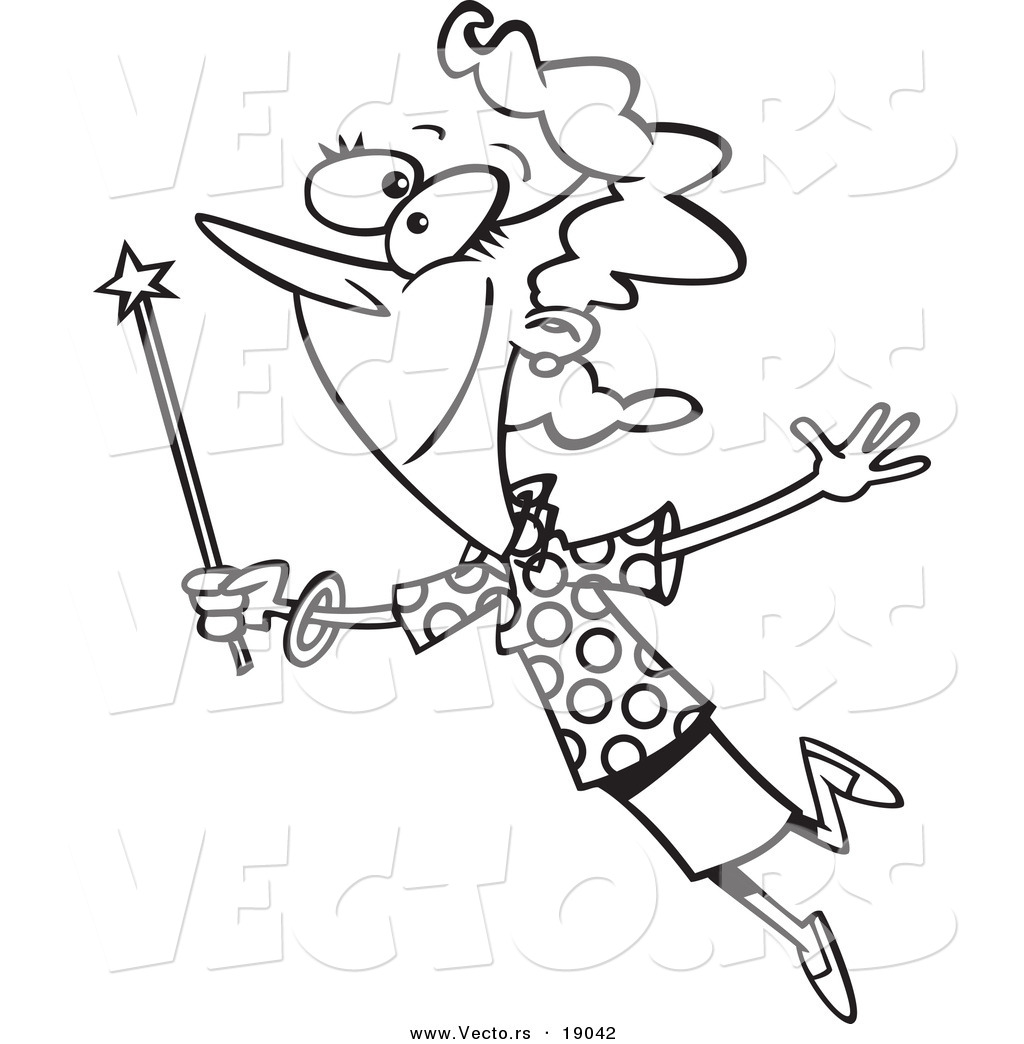 1024x1044 Vector Of A Cartoon Woman With A Magic Wand