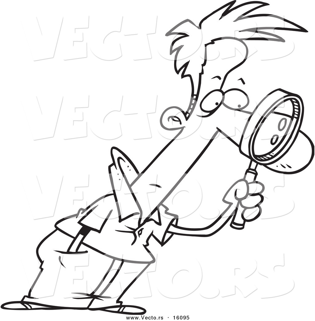 Vector Of Cartoon Man Leaning Forwardnd Examining 1024x1044 Vector Of Cartoon Man Leaning Forwardnd Examining