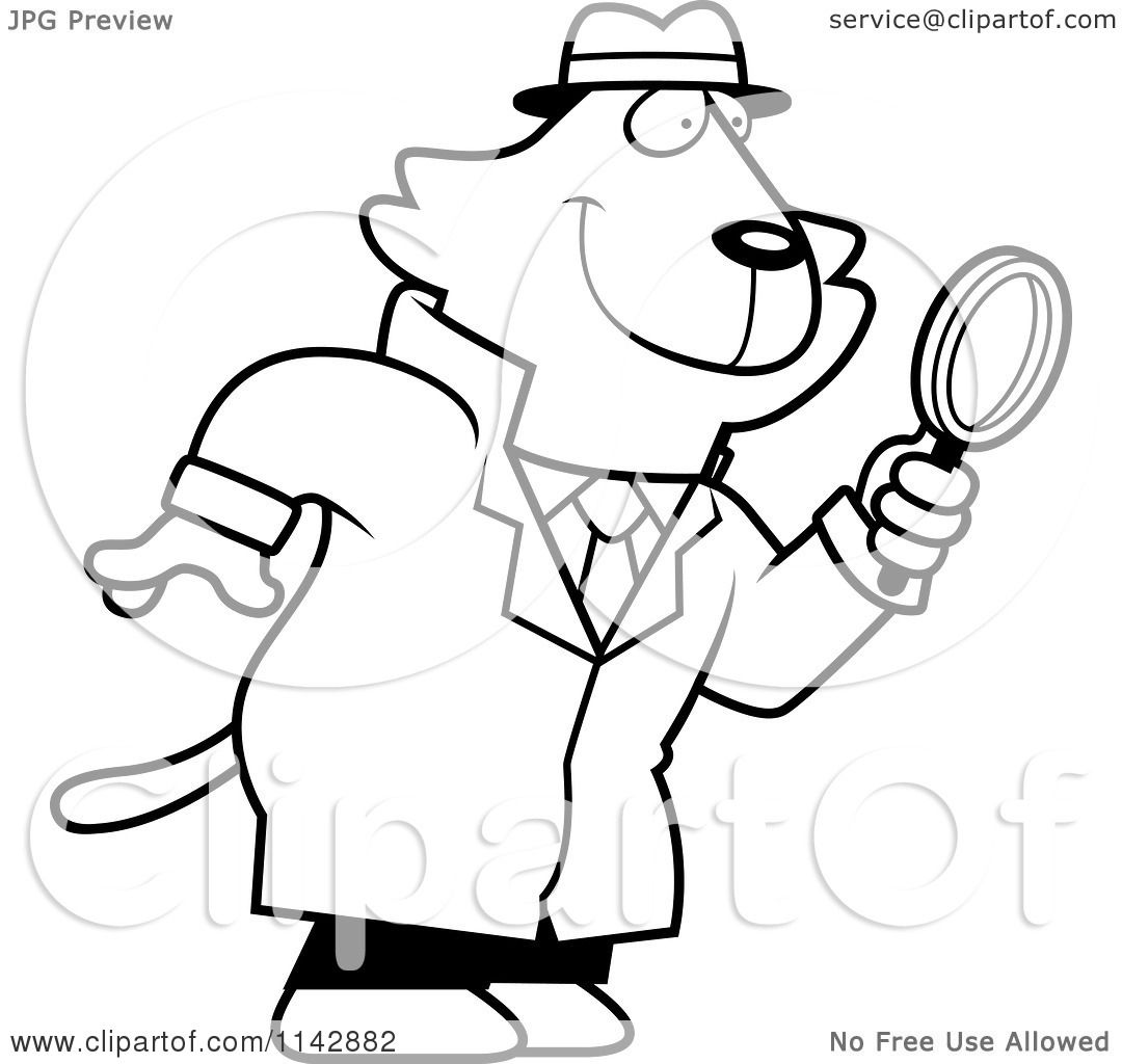 Cartoon Clipart Of Blacknd White Cat Detective Using 1080x1024 Cartoon Clipart Of Blacknd White Cat Detective Using