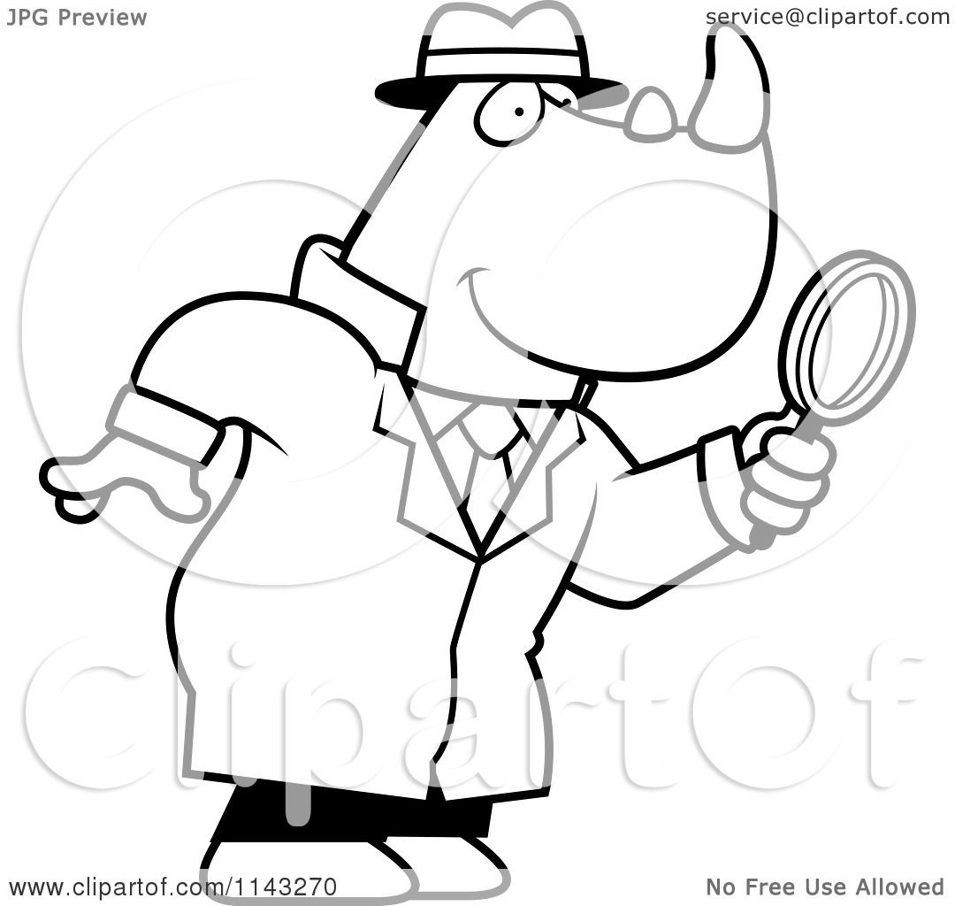 Cartoon Clipart Of Blacknd White Rhino Detective Using 1080x1024 Cartoon Clipart Of Blacknd White Rhino Detective Using