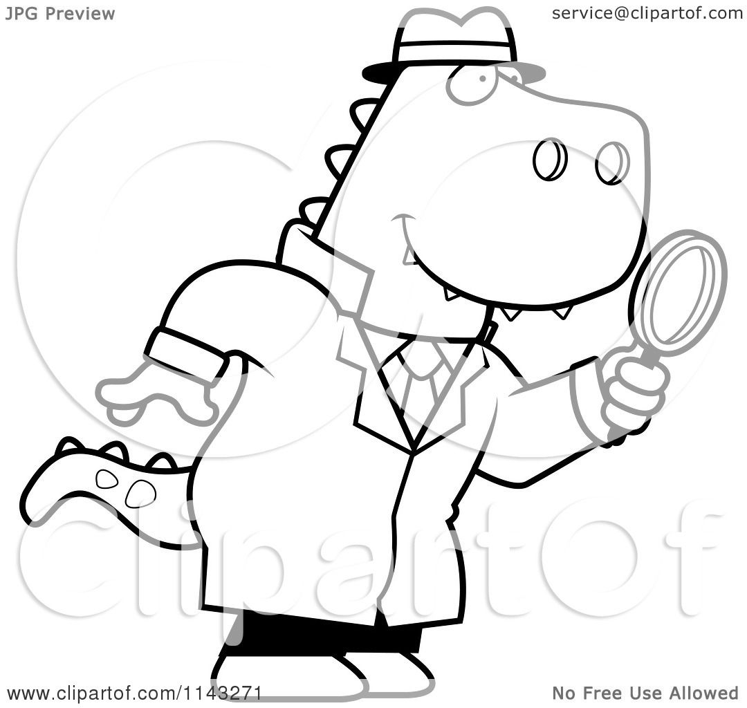 Cartoon Clipart Of Blacknd White T Rex Detective Using 1080x1024 Cartoon Clipart Of Blacknd White T Rex Detective Using