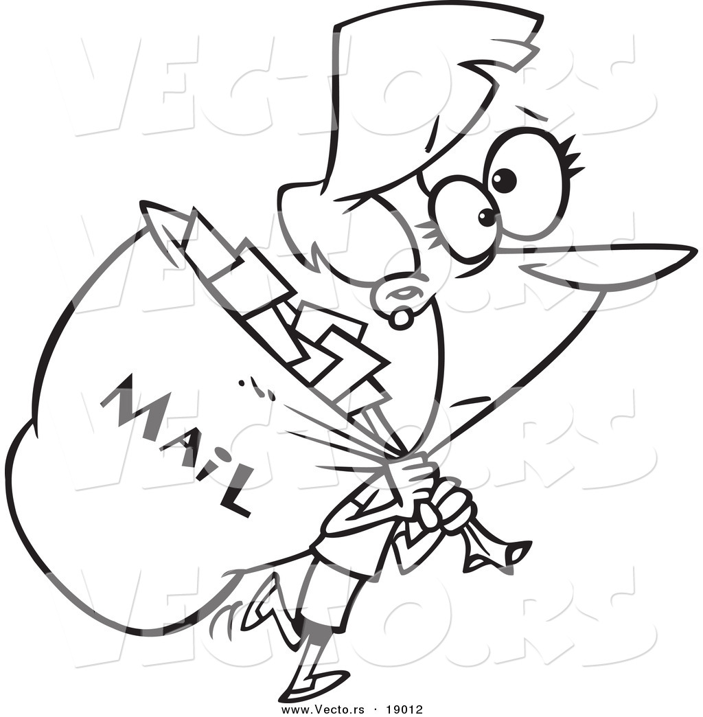 1024x1044 Vector Of A Cartoon Mail Woman Carrying A Big Bag