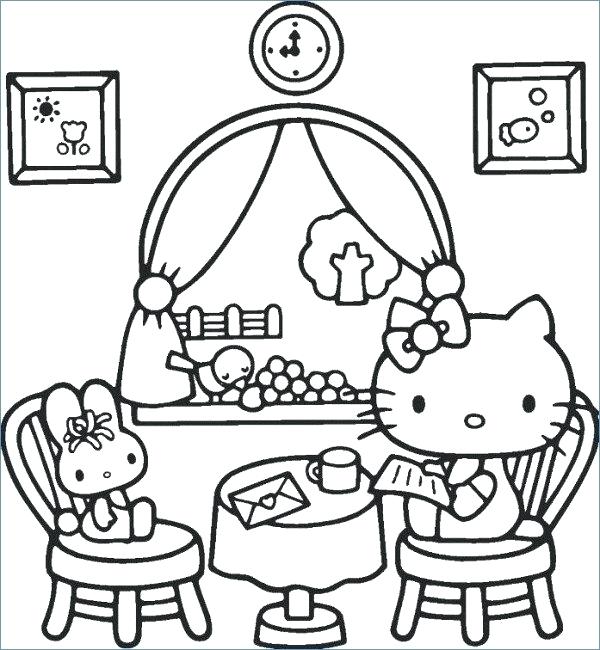 600x650 Hello Kitty Reading Mail Coloring Page Mail Carrier Coloring Page