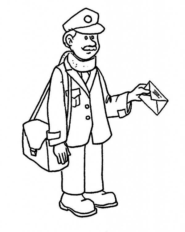 600x750 Mr Postman Delivering Mail In Community Helpers Coloring Page
