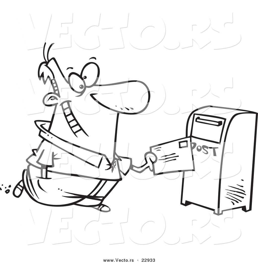 1024x1044 Vector Of A Cartoon Man Sending Off Mail